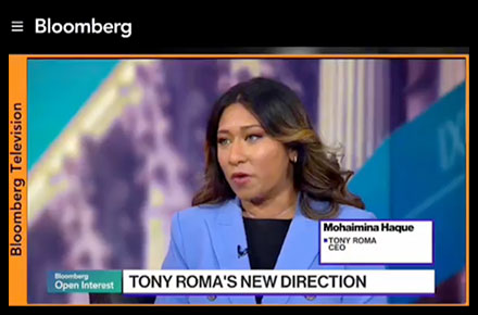 Our CEO, Mohaimina Haque, Esq., recently spoke live on Bloomberg about Tony Roma's growth and franchising.